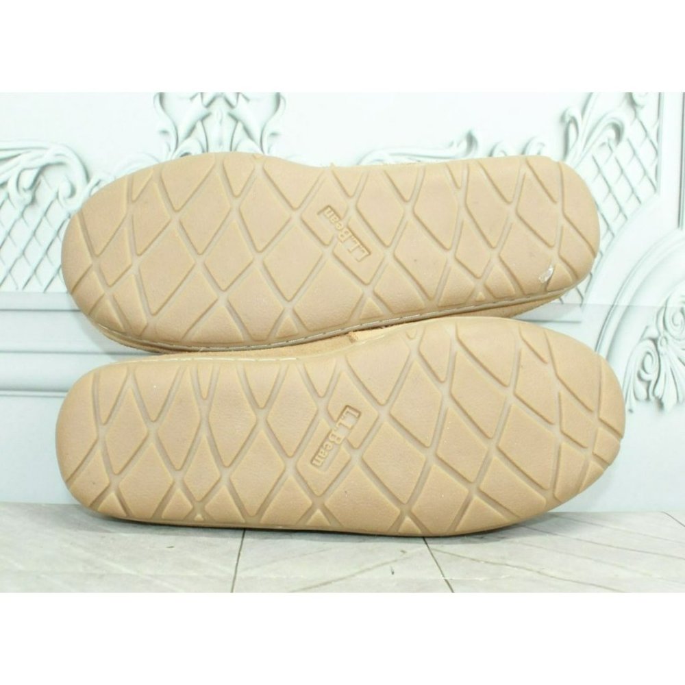 LL Bean Brown Suede Wicked Good Shearling Lined Moccasin Slippers Size 7 - Picture 8 of 8